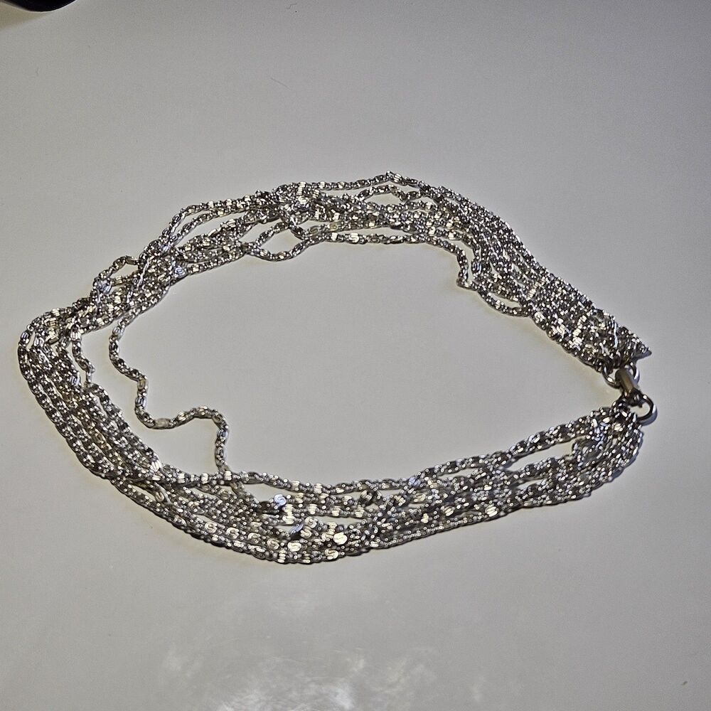 Vintage Sarah Coventry Multi Strand S-Link Silver Tone Necklace 15.5" 1960s - Picture 11 of 14